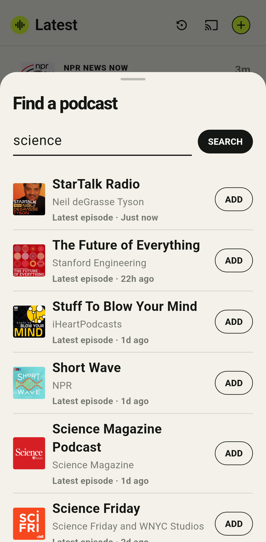 Podcast search results in Latest