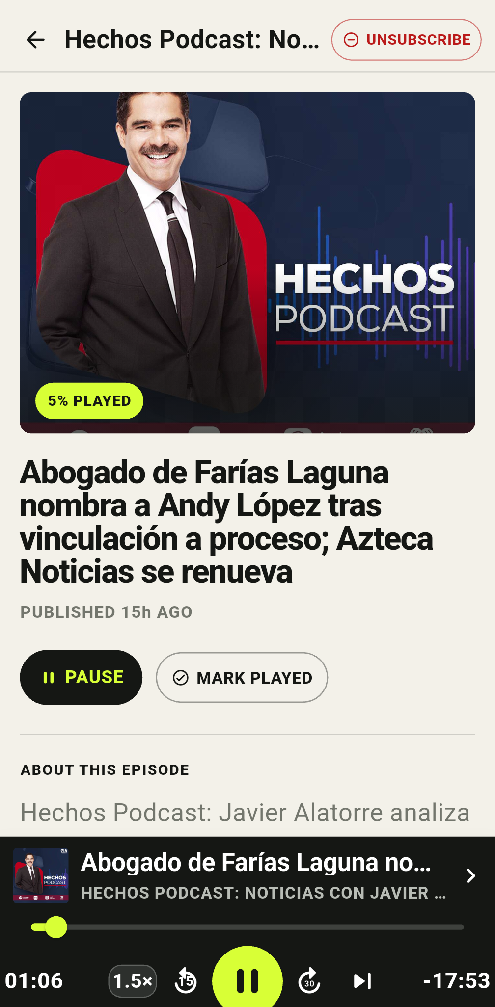 Episode details and redesigned playback controls